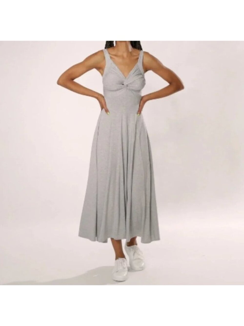NEW Brian Bailey Grey Sleeveless Stretch Maxi Tank Dress - Large